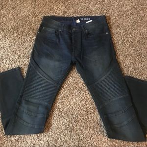 Dark denim biker jeans